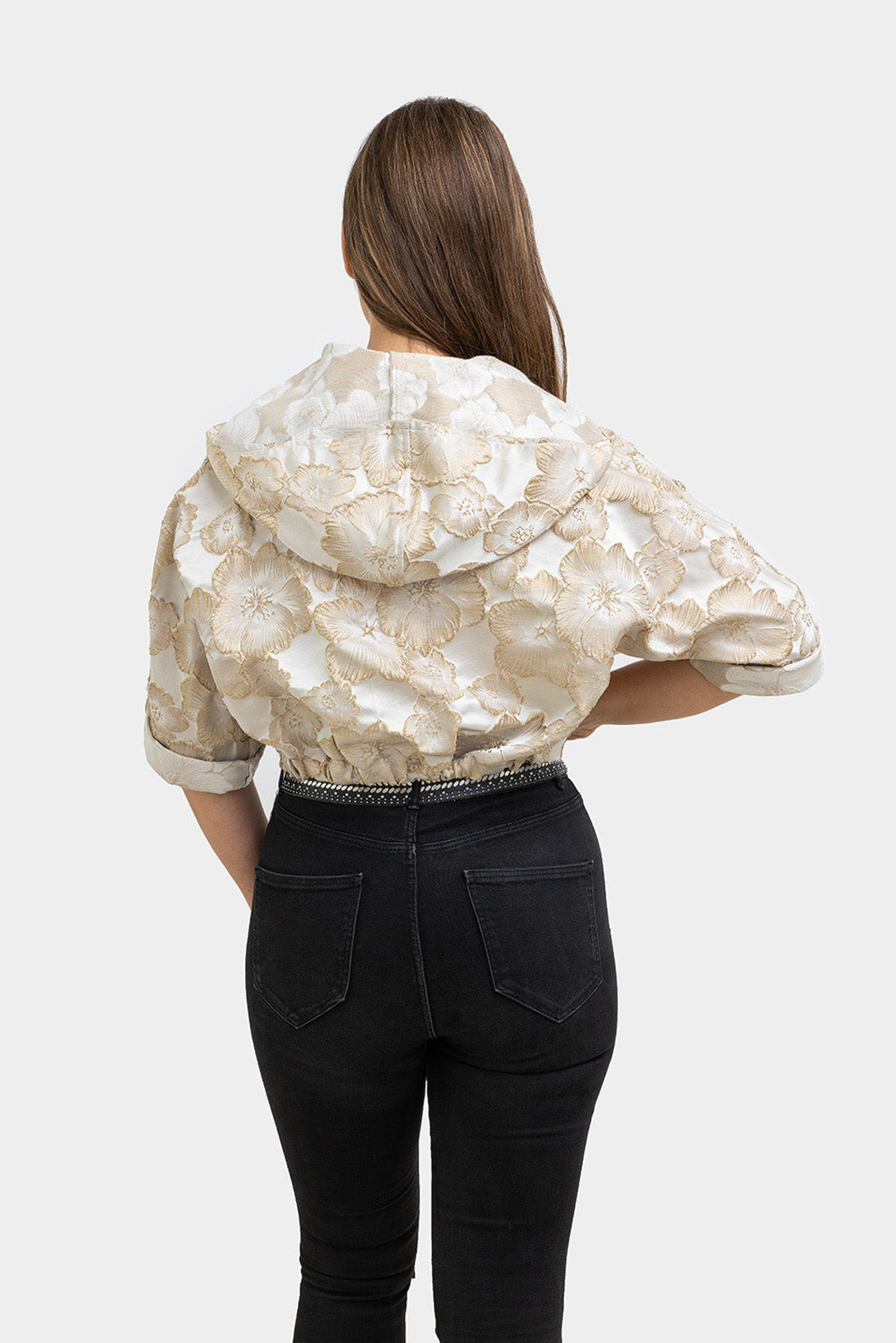 Champagne Floral Hooded Jacket