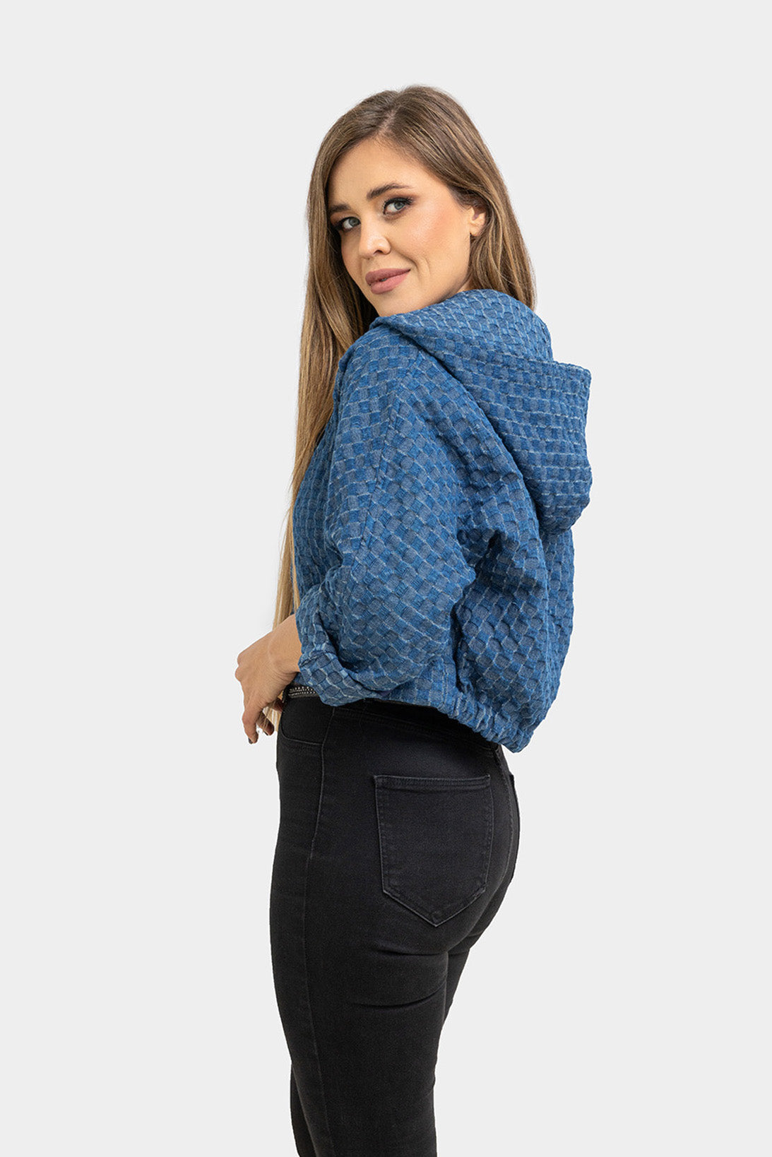 Tonal Check Hooded Jacket